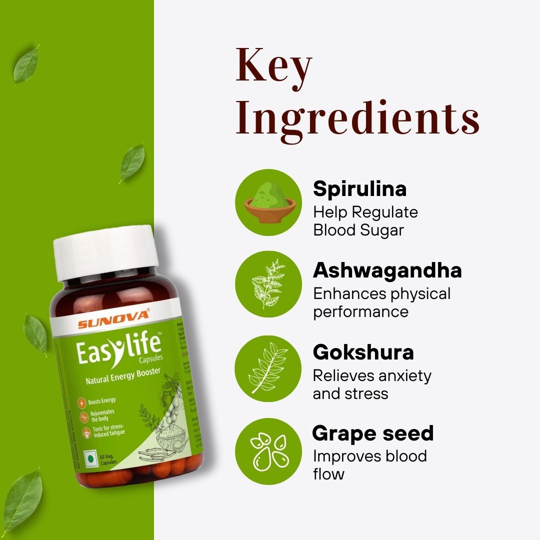 Sunova Easylife digestive health supplement bottle on table