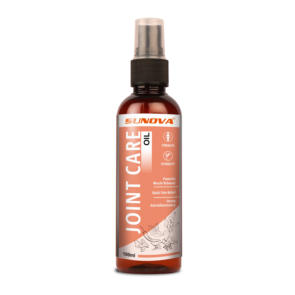 Sunova Joint Care Oil bottle with natural ingredients label