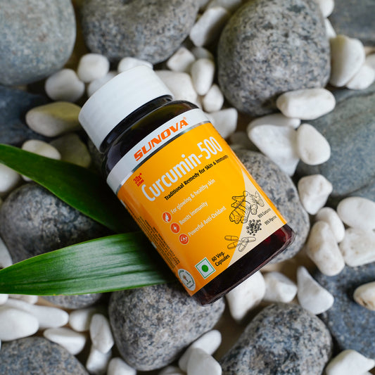Top view of Curcumin supplement container