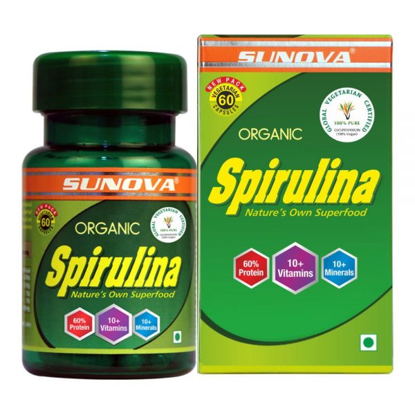 Spirulina capsules from Sunova