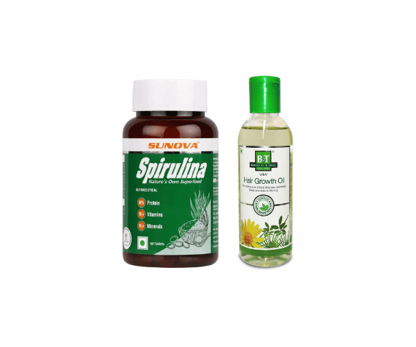 Sunova Spirulina Capsules & B&T Hair Growth Oil Combo Pack